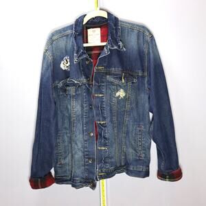 Route 66 Flannel-Lined Distressed Denim Jacket‎ – Size Medium